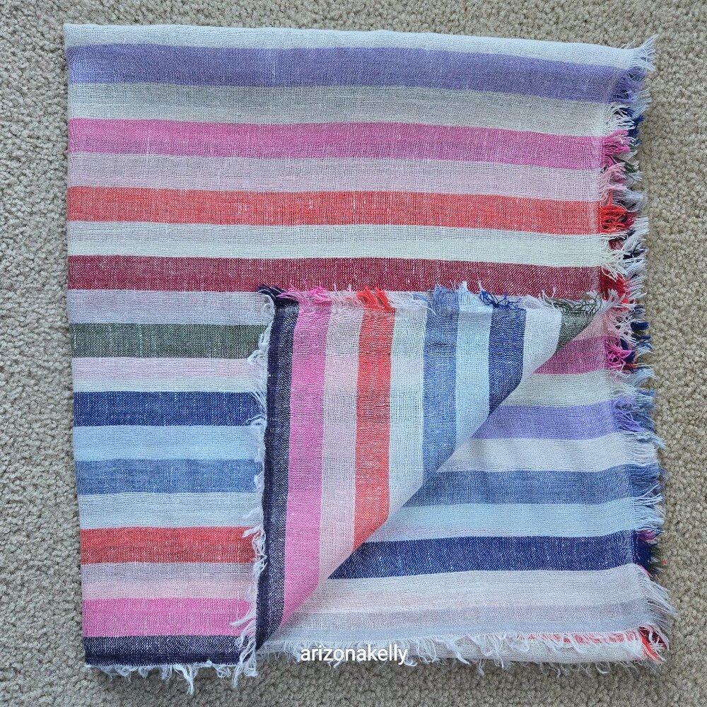GAP Linen/Cotton Striped Scarf Colorful